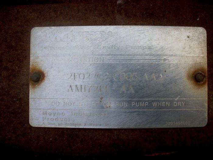 Used Pump, Moyno, 7.5 HP, C/st, Progressive Cavity, Mdl 2F022C2 #S740716