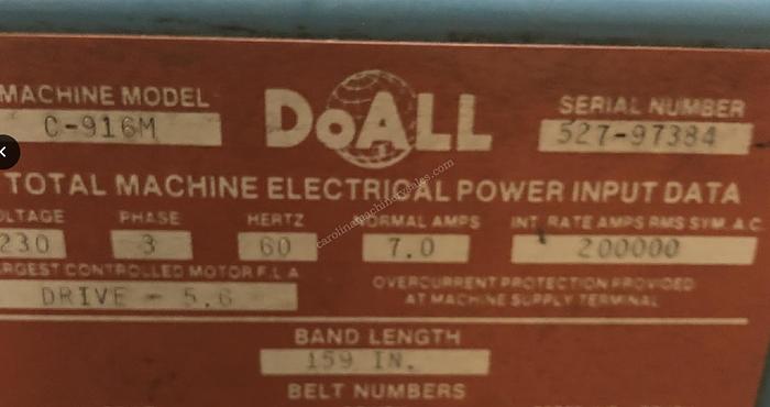 Used DoALL C-916M Band Saw