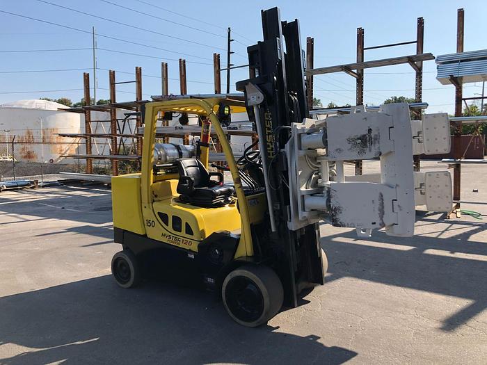 Used 12,000 POUND HYSTER ROLL CLAMP TRUCK MODEL S120FTPRS W/ 60" CLAMP MFG. 2013