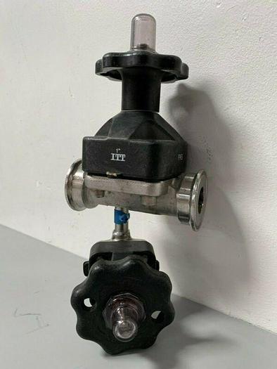 Used ITT Pure-Flo  Diaphragm Valve, 2 Valves w/ 1" & 1/2" Sanitary Fittings