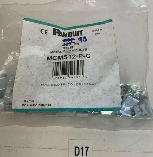 Panduit MCMS12-P-C Cable Tie Mount, Edge Clip (Opened Bag of 93) Fast Shipping!
