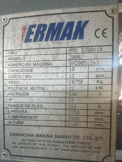 Usado Guilhotina Hidráulica ERMAK HGD3100X10