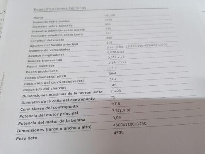 Torno mecânico HELLER CE660V x 3000
