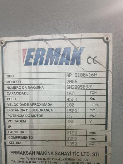 Usado Quinadeira Hidráulica ERMAK AP3100X160