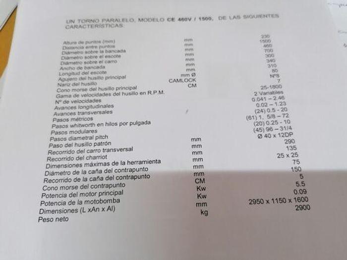 Torno mecânico HELLER CE460v X 1500