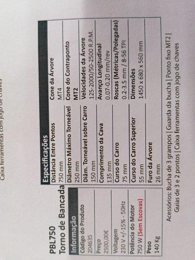 Torno mecanico PBL750