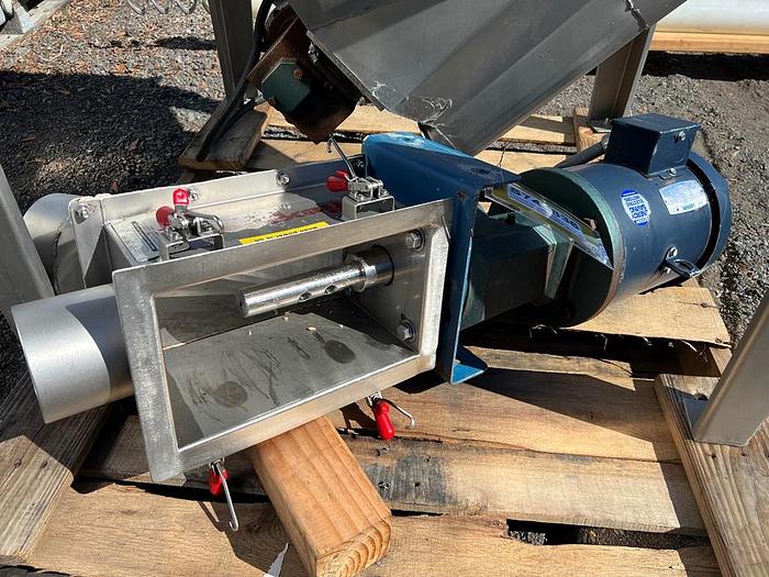 Used Flexicon Inclined Screw Conveyor with Stainless Steel Hopper #S744836