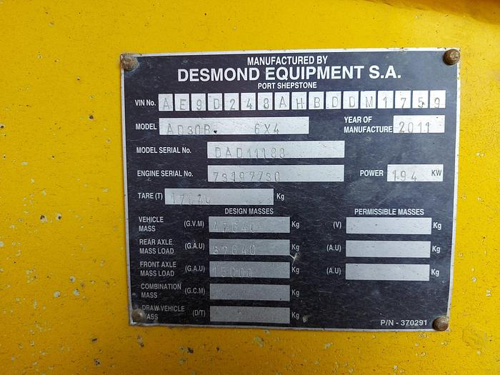 Used Dezzi 6×4 ADT Dumper