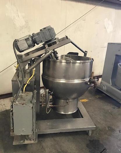 Used GROEN DEE 4T-60, 60 GAL. TILTING ELECTRIC STEAM KETTLE w/ COOKER/MIXER & SCRAPE SURFACE  #739