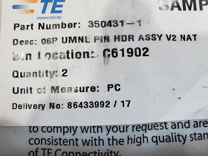 (Pack of 2) TE CONNECTIVITY 350431-1 / 3504314