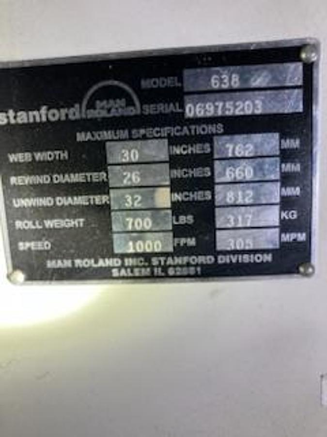Used 1997 Stanford Model 638 Slitter Rewinder