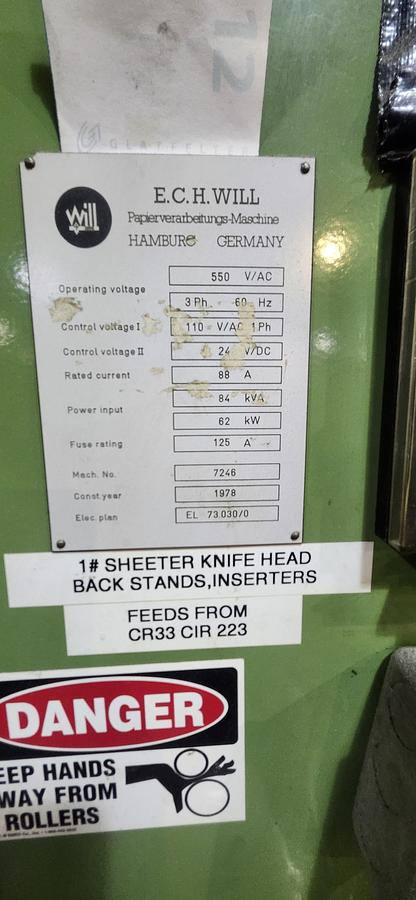 Used 1978 Will Cut Size 6 Pocket Line SLK 130