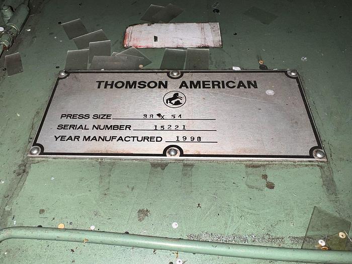 Used Thomson 38” x 54” Hand Fed Die Cutter