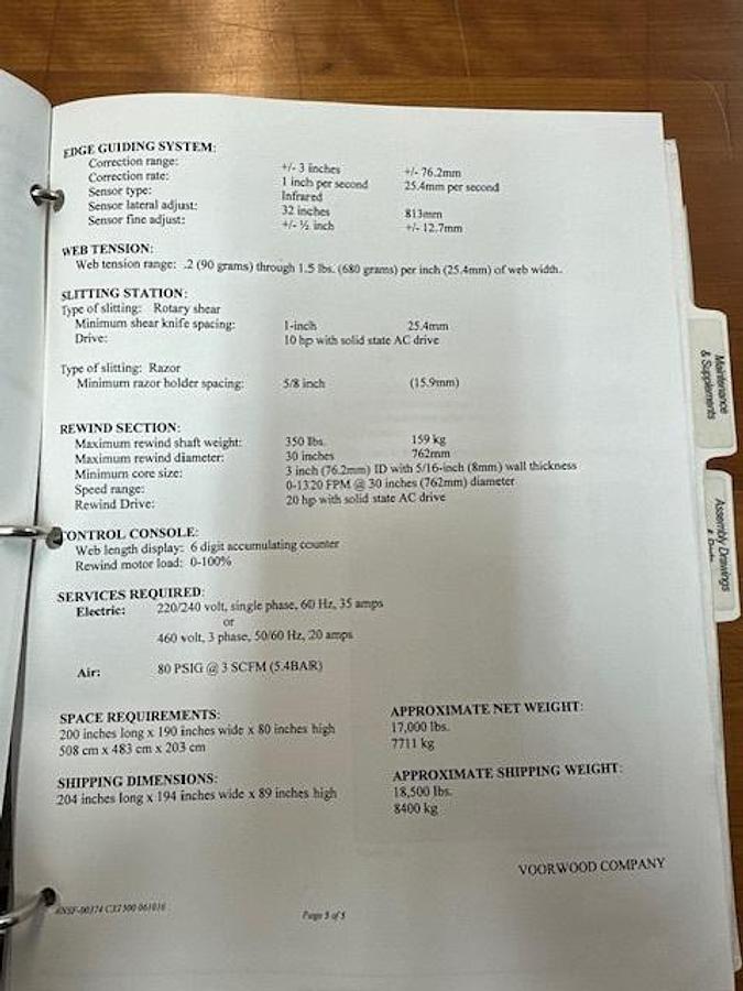 Used 2016 Voorwood CX 1500 Slitter Rewinder