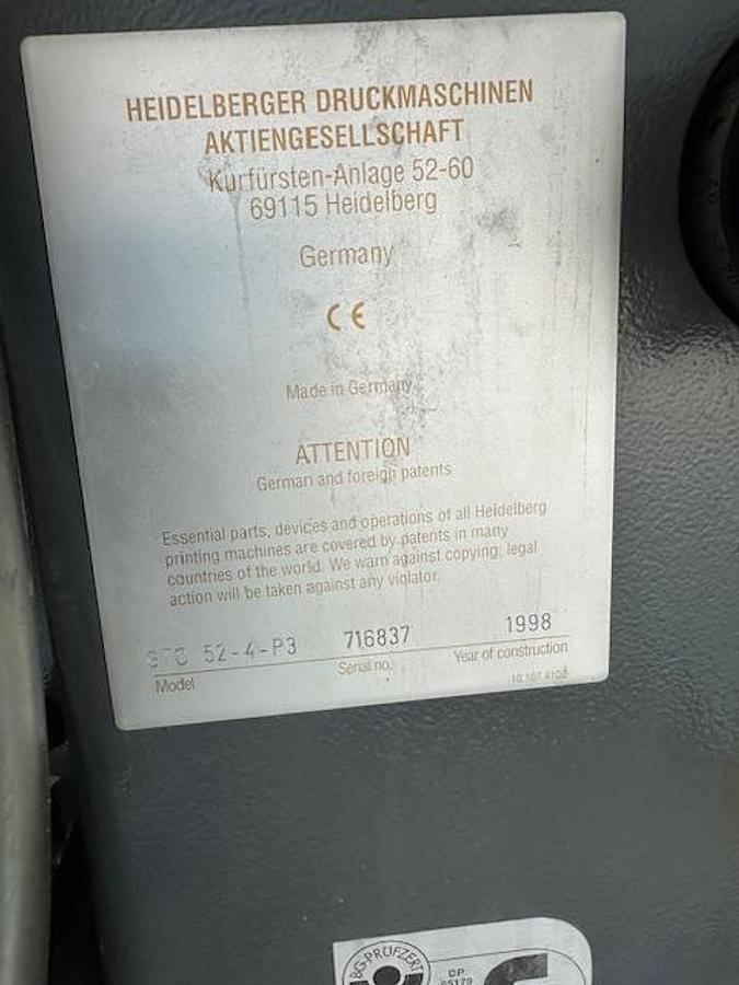 Used 1998 Heidelberg GTO 52 4 P3