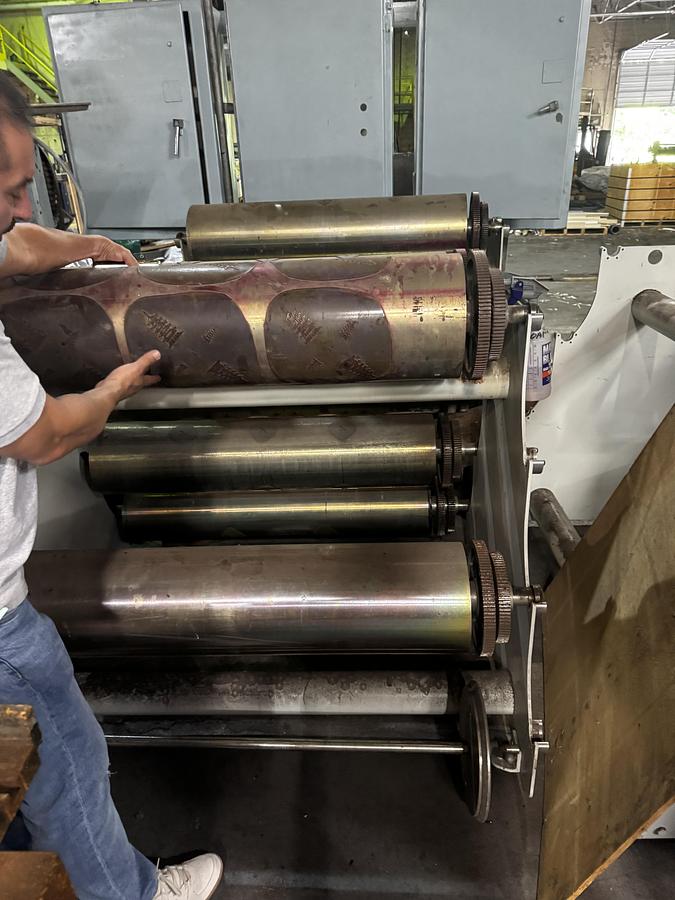 Used 44" Zerand Web Fed Die Cutter 2 color Flexo