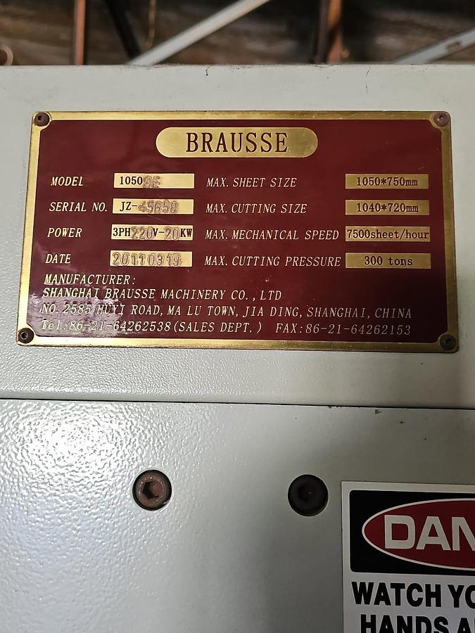 Used 2011 BRAUSSE 1050 SE Automatic Die Cuter