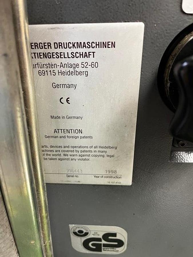 Used 1998 Heidelberg GTO 52 4 P3