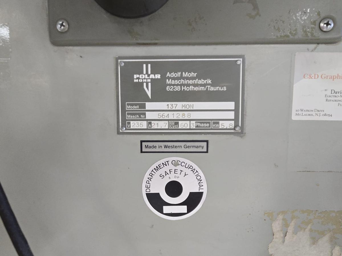 Used 1986 Polar 137 MON(54") Paper Cutter