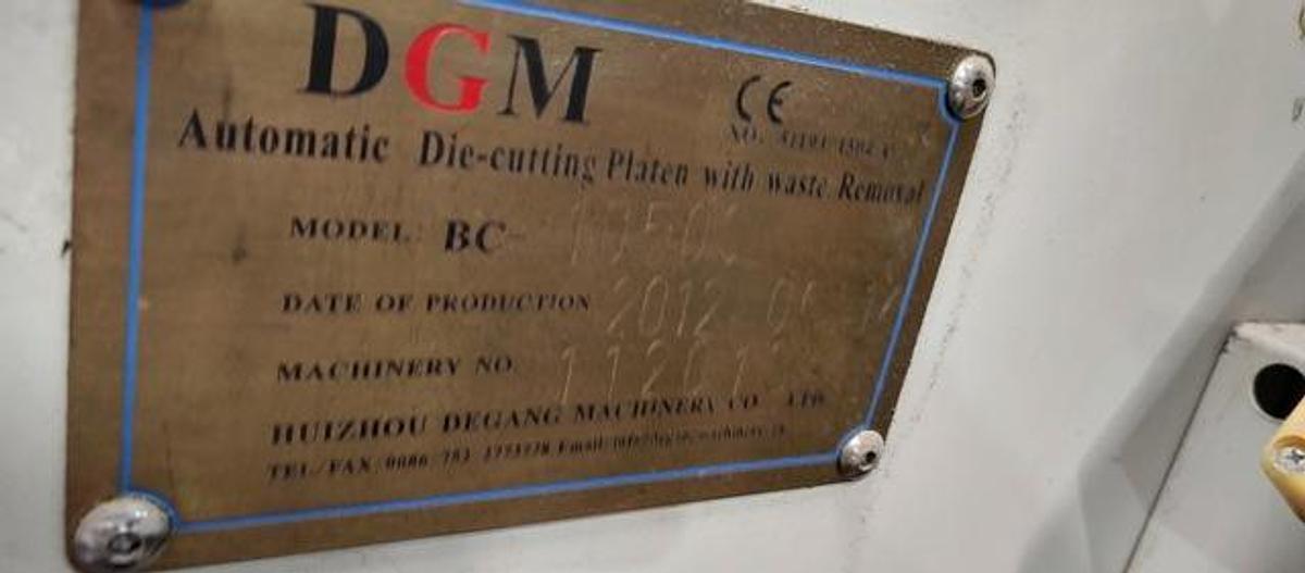 Used 2012 DGM BC 1050 S Diie Cutter with Stripping