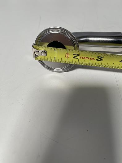 Used TSC 17" Hose w/ 2" Sanitary Elbow Fitting and 1" Sanitary Fitting