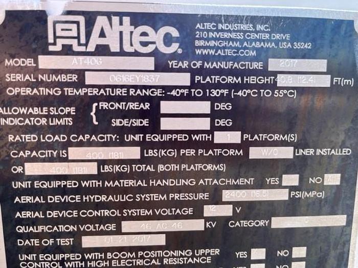 Used Altec AT40G 45ft Bucket Boom on 2016 Ford F550 Reg Cab Utility Truck - C03924