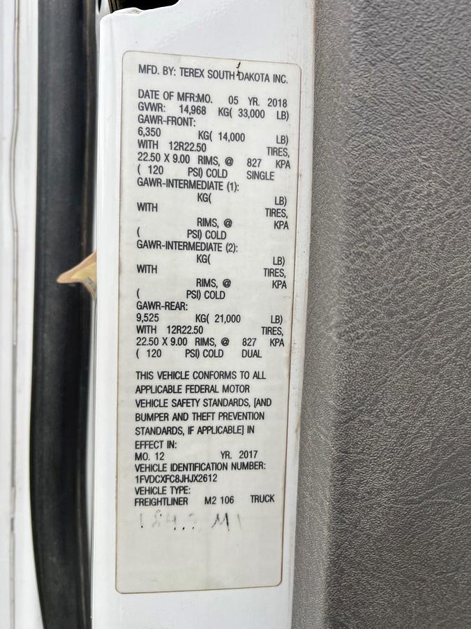 Used Terex HI-Ranger TC-55 Bucket Boom on 2018 Freightliner M2-106 Reg Cab Utility Truck - RX2612