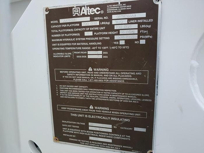 Used Altec AA755-MH Bucket Boom on 2012 Freightliner M2 106 4x4 Reg Cab Utility Truck - D7676