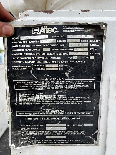 Used Altec AA55-MH 60ft Bucket Boom on 2015 Freightliner M2-106 Reg Cab Utility Truck - RF6524