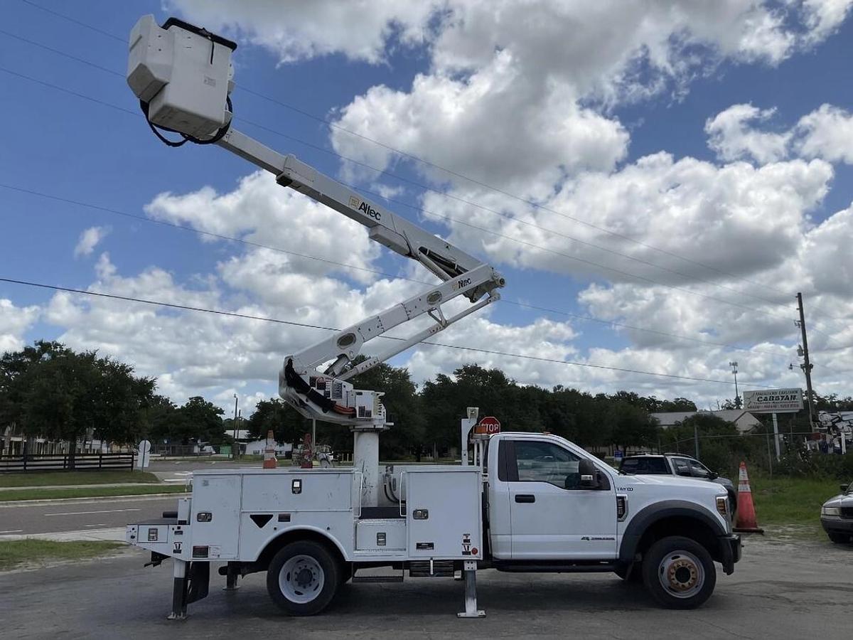 Used 2019 Altec AT48M Bucket Boom on a 2019 Ford F550 4x4 Regular Cab Utility Truck - C10412