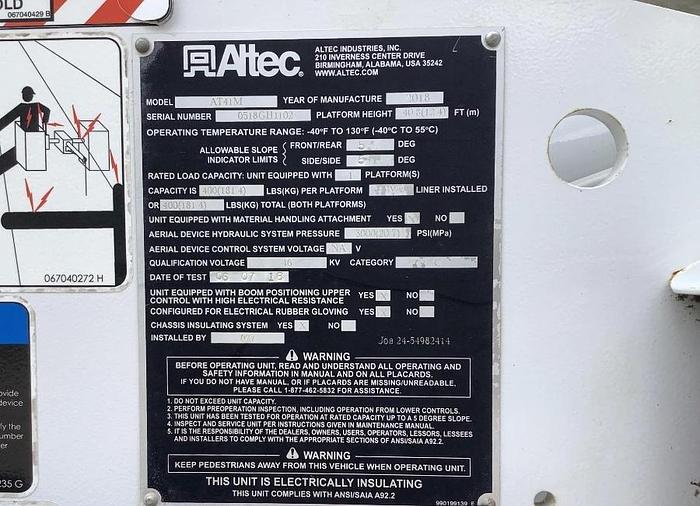 Used Altec AT41M 2018 Ford F550 Reg Cab Utility Truck - 99942