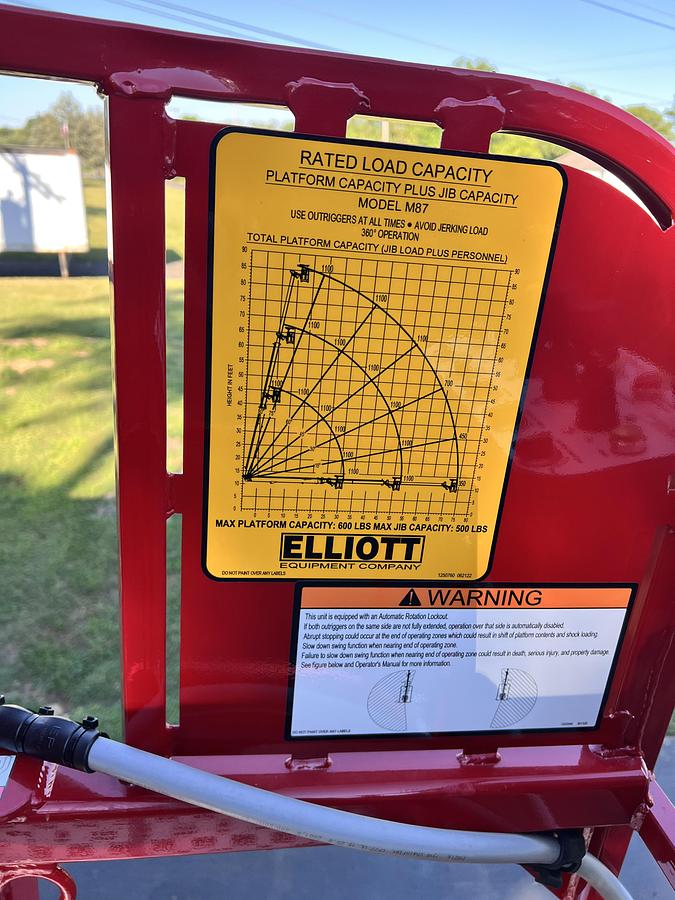 NEW Elliott M87 Sign Crane on a 2025 Freightliner M2106 Reg Cab Flatbed Truck - RE9085