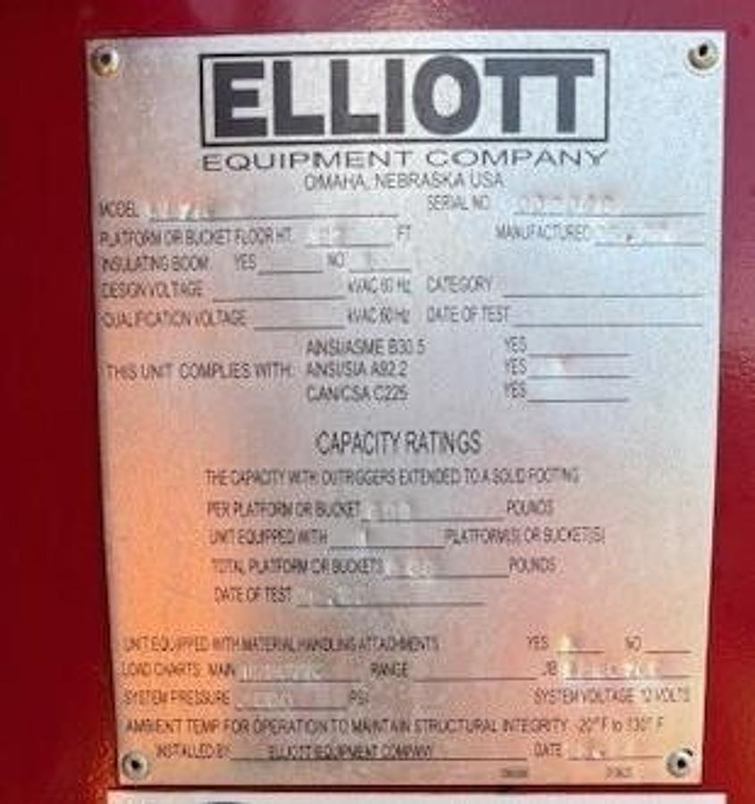 Used Elliott M87 Sign Crane on a 2022 Freightliner M2106 Reg Cab Flatbed Truck - BL0359