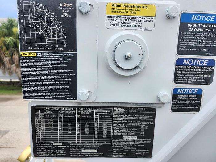 Used Altec DM47B-TR Digger Derrick on 2017 Freightliner M2-106 Flatbed Truck