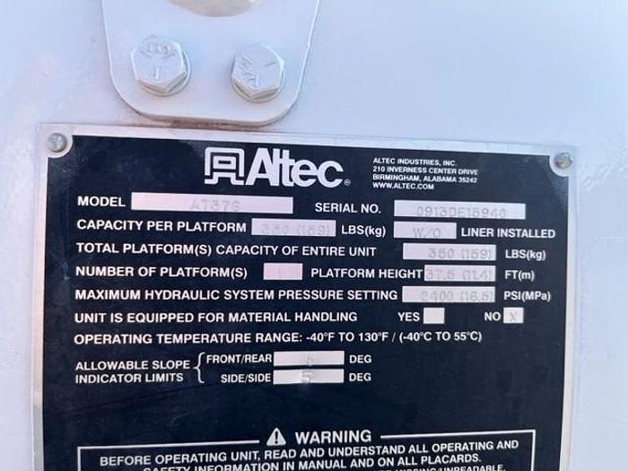 Used Altec AT37G Bucket Bom on 2014 Ford F550 4X4 Utility Truck - C17995