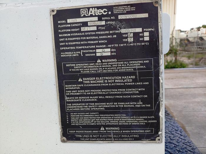 Used Altec LS63 Sign Crane on 2012 Ford F750 Reg Cab Flatbed Truck - 	66987