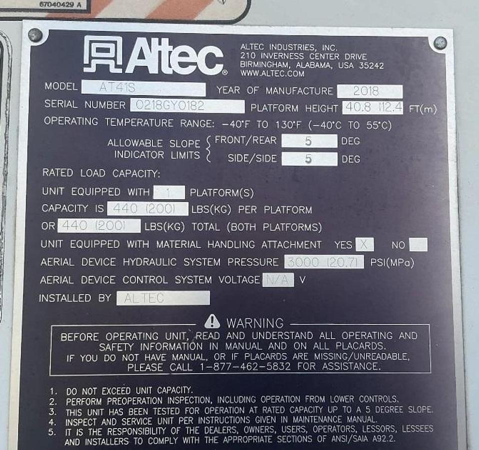 Used 2018 Altec AT41S Sign Truck with 2 Man Basket on a 2017 RAM 5500 Reg Cab Utility Bed - K60801