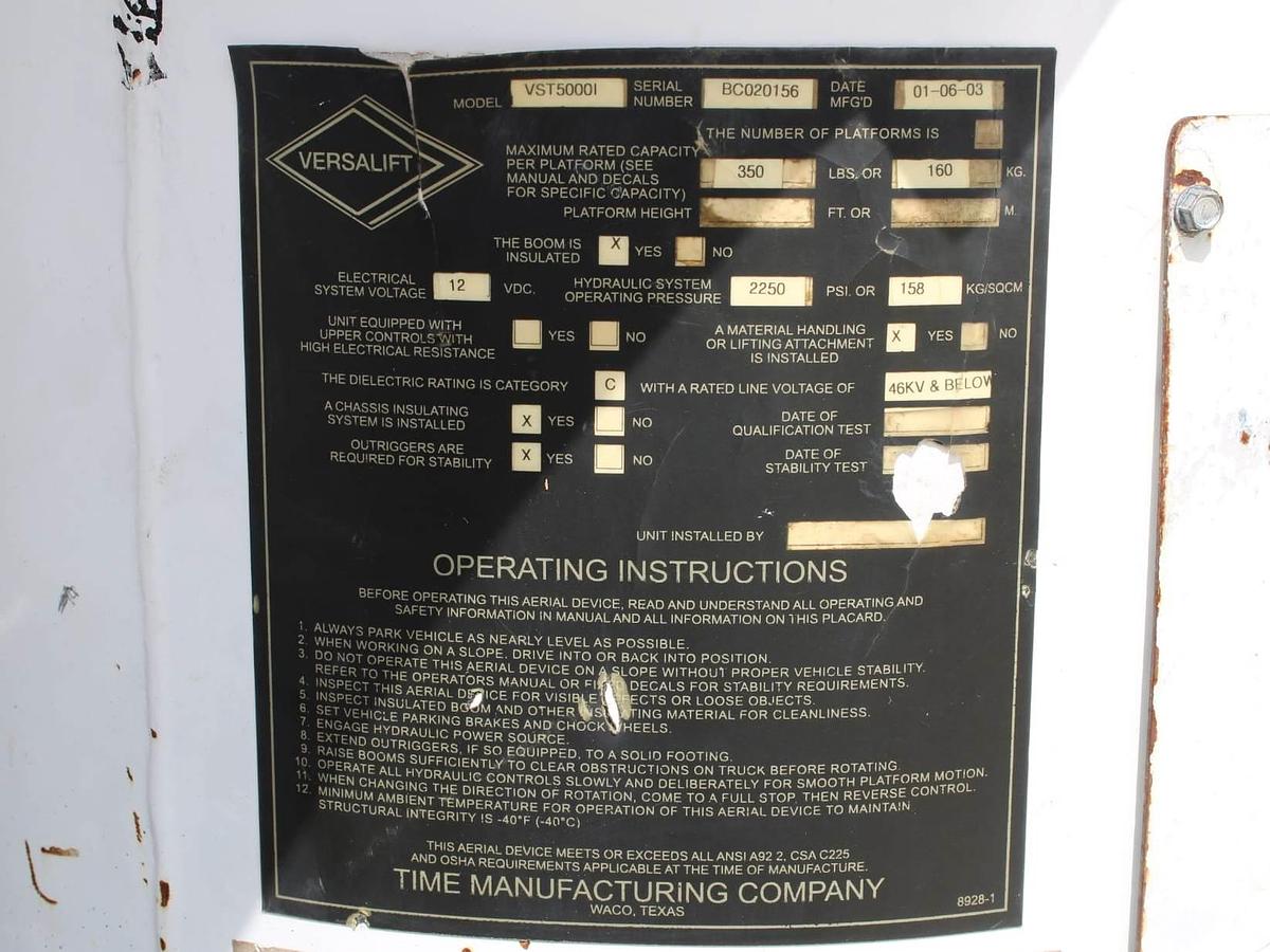 Used Versalift VST-5500SI on 2016 Ford F750 Reg Cab Utility Truck - M03468