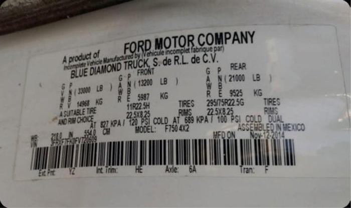 Used Altec LS63 Sign Crane on 2015 Ford F750 Super Duty Reg Cab Flatbed Truck - M20609