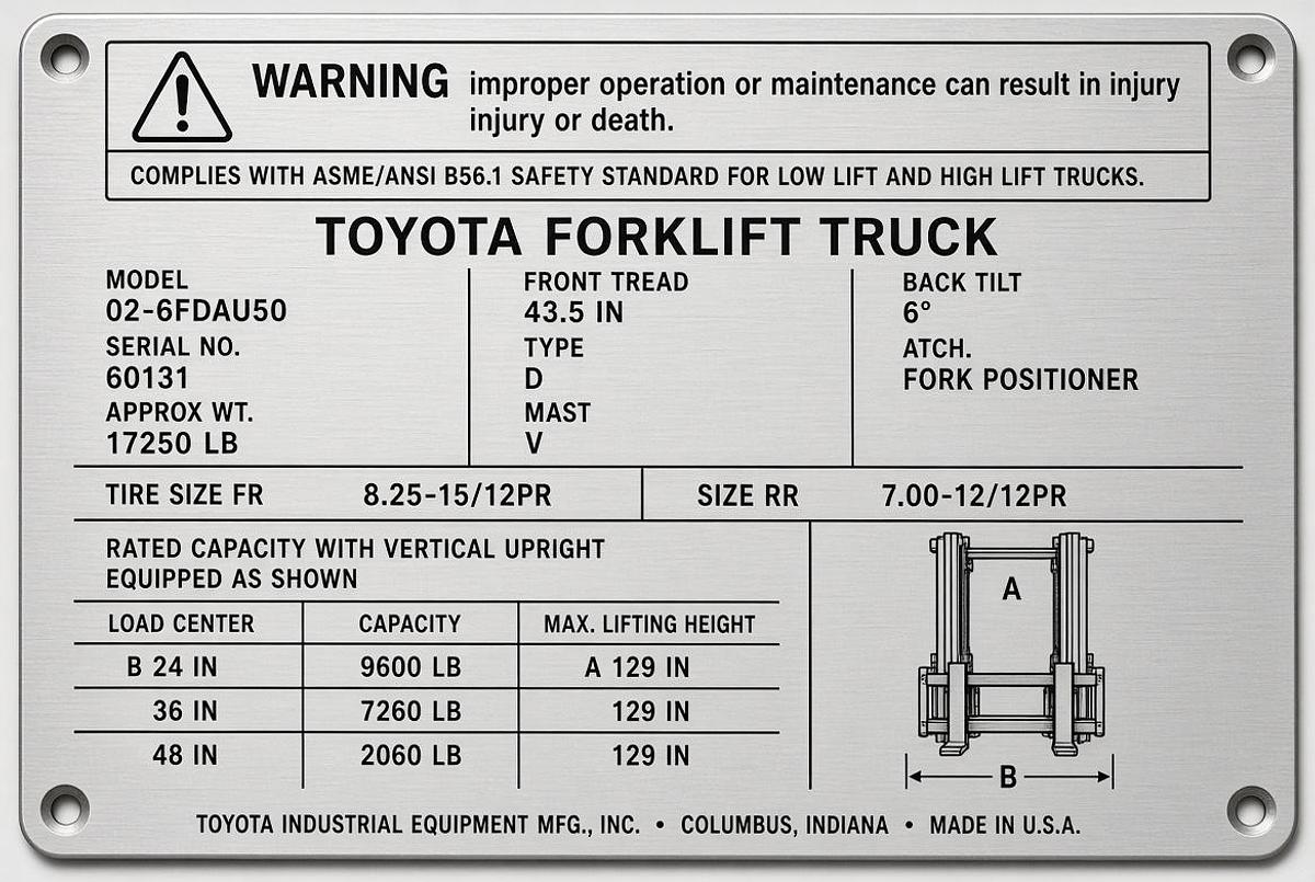 Used 2002 Toyota 6FDAU50 9600 lb Forklift Truck - DAU50-1
