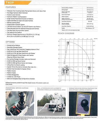 Used Altec T40P Cable Placer on 2018 Freightliner M2-106 Reg Cab Utility Truck - F3089