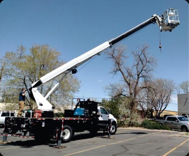 Used Altec LS63 Sign Crane on 2015 Ford F750 Super Duty Reg Cab Flatbed Truck - M20609
