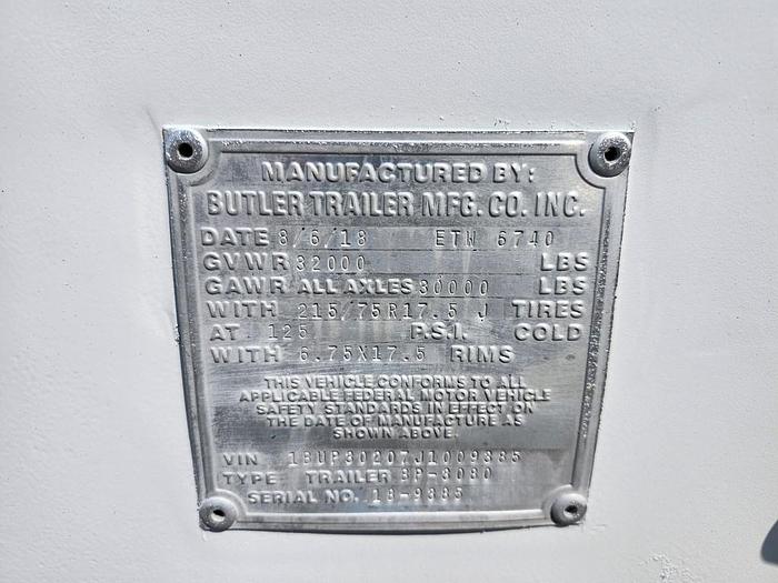 Used 2018 Butler BP3080 TA EB Extendable Pole Trailer H09385