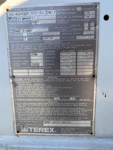 Used Terex 5TC-55 Bucket Boom on 2014 Freightliner M2-106 4x2 Reg Cab Utility Truck - RL9296