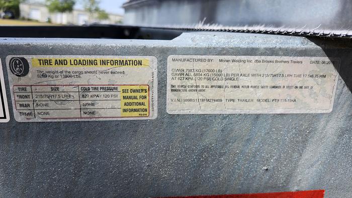 Used 2015 BROOKS BROTHERS PTB-111 17,600 lbs SA AB Extendable Pole Trailer - 74409