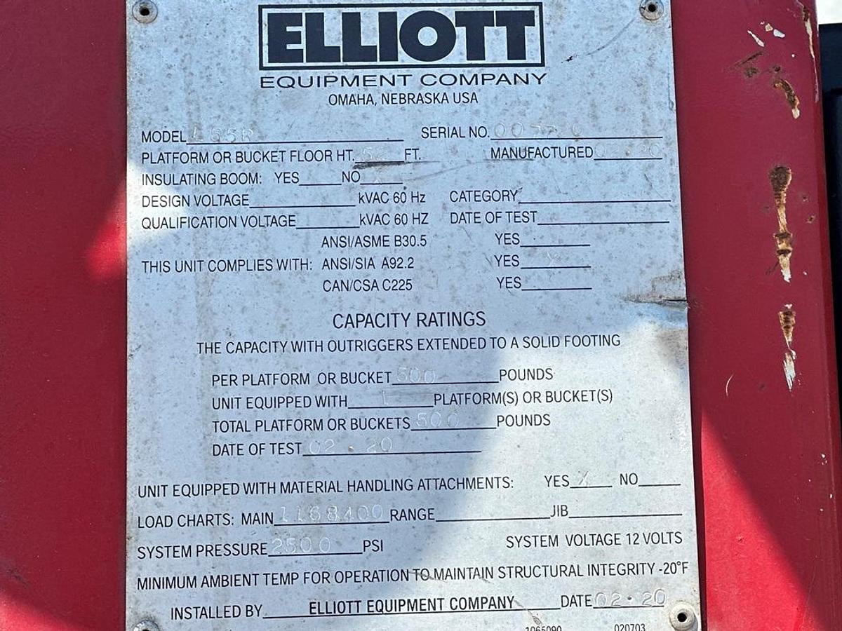 Used Elliott L55 Sign Crane on 2020 Freightliner M2-106 Non-CDL Reg Cab Flatbed Truck - ME3290