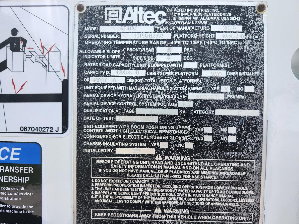 Used Altec AT41M 46ft Insulated Bucket Boom on 2019 F550 4x4 Reg Cab Utility Truck - K25421