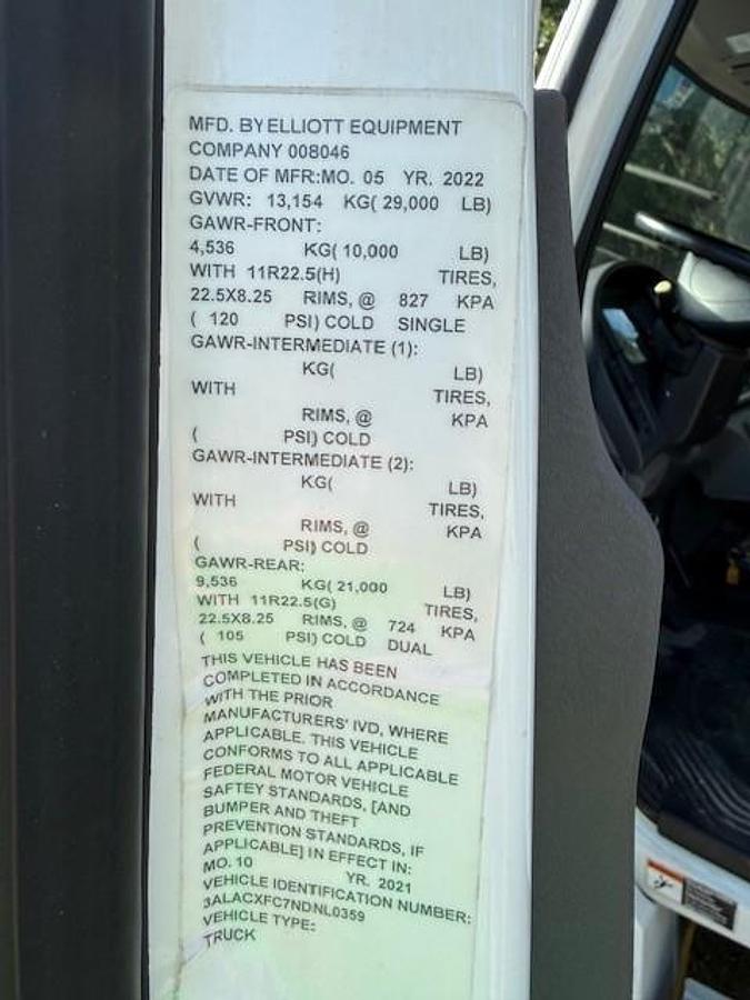 Used Elliott M87 Sign Crane on a 2022 Freightliner M2106 Reg Cab Flatbed Truck - BL0359