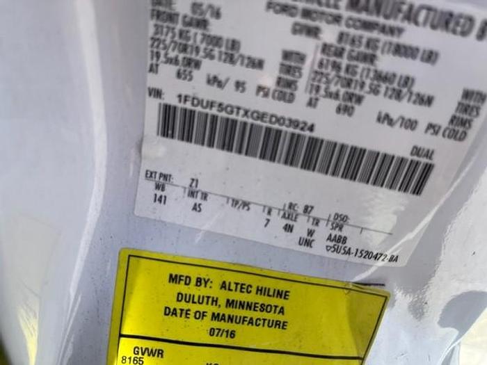 Used Altec AT40G 45ft Bucket Boom on 2016 Ford F550 Reg Cab Utility Truck - C03924