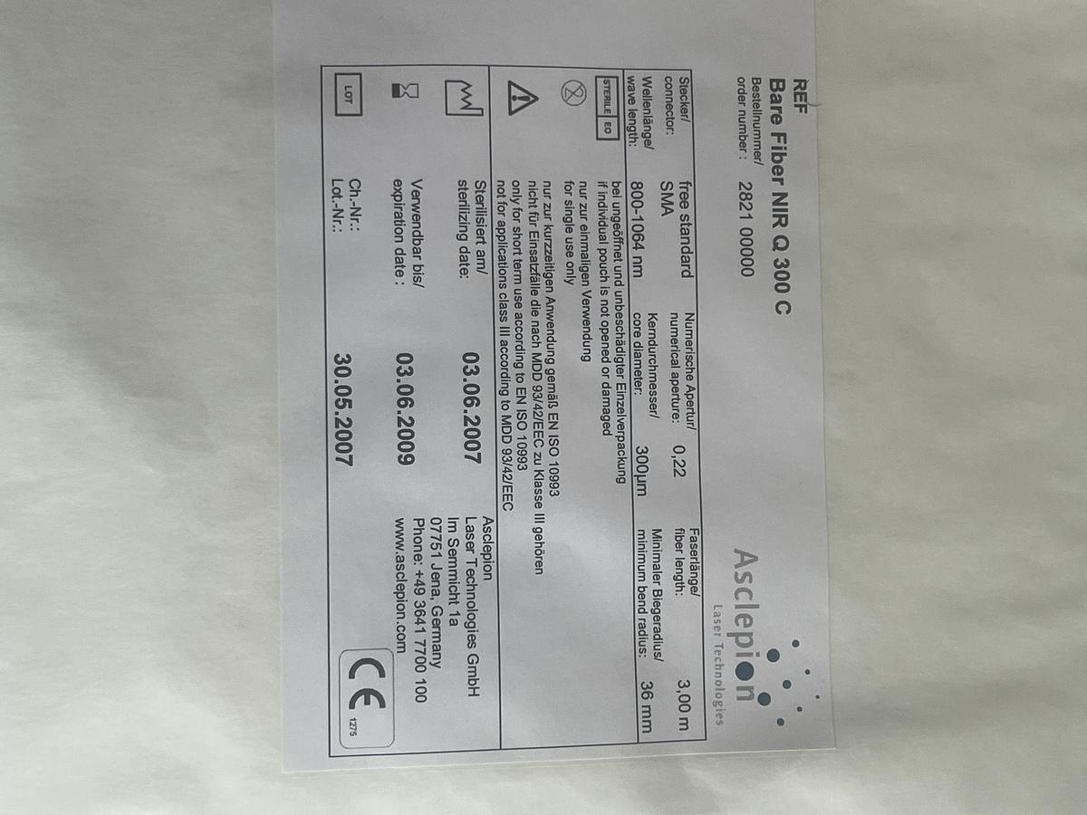 Cynosure Bare Fiber NIR Q 300 C